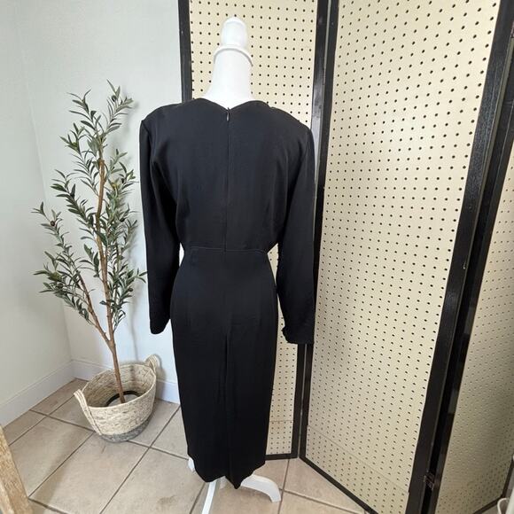 Vintage Barbara Barbara Black Draped-Neck Dress Sz 10 — Quiet Luxury Chic - Picture 4 of 9